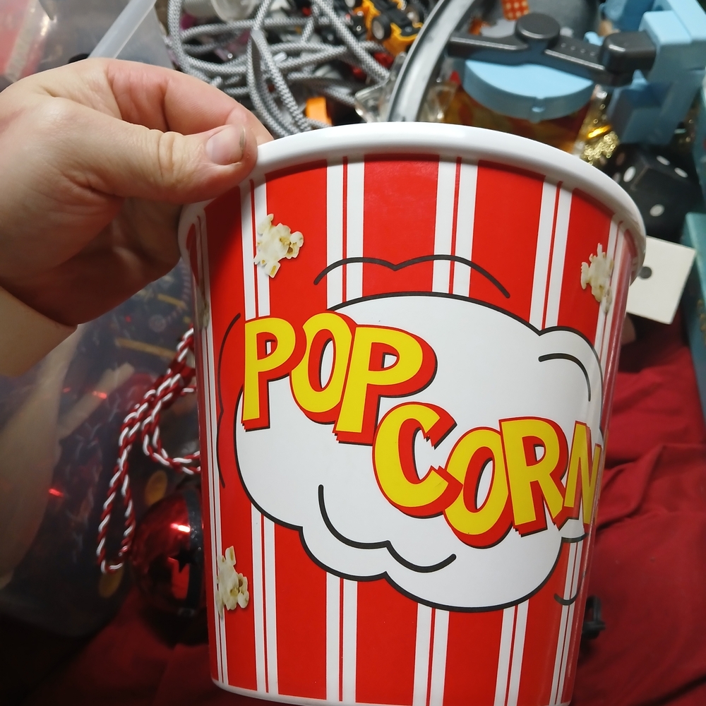 Legami Popcorn Party Bucket, a reusable plastic container 7" X 7"